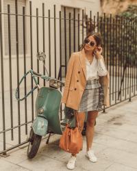 Blazer and white sneakers