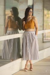 Striped midi skirt