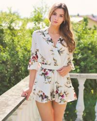 white floral romper