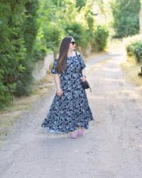 Off The Shoulder Floral Maxi Dress Outfit