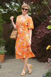 Orange Floral Wrap Dress | Simple Summer Outfit