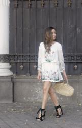 White Dress With Embroidered Flowers