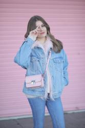 Chaqueta Denim Con Pelo Rosa 