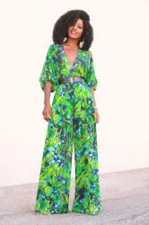 Floral Bishop Sleeve Bodysuit + Floral High Waist Pants