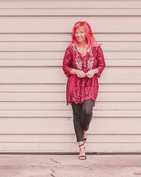 Burgundy Lace Tunic & Black Pants: Weekly Randomness