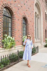 Striped Shirtdress + Suede Slides