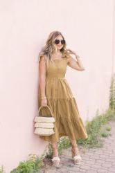 Tiered Khaki Summer Dress