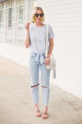 Gingham Tie Front Top