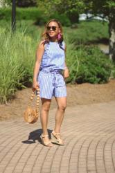 Ann Taylor Blue Striped Matching Set