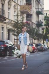 Street style photos with bouquet of hydrangeas