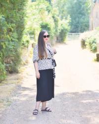 Polka Dot Wrap Blouse Outfit