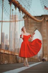 Classic Red || Tilly Full Dress on The Brooklyn Bridge