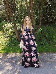 Black floral maxi dress