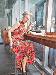 Floral vintage jumpsuit with microscope