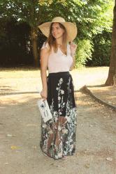 Fleurs, tulle & chapeau de paille