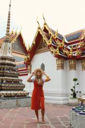 Orange dress in Wat Pho Temple