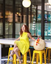 Yellow Eyelet Swing Dress 