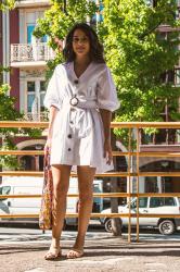 WHITE BUTTONED DRESS