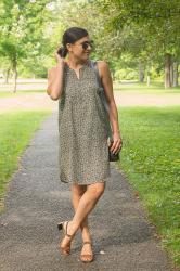 {outfit} Green Zebra Print + Studded Suede Sandals