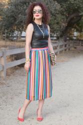 Skirtmas in July: Who What Wear Multicolored Stripe Pleated Skirt