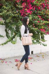 Casual Style + Buttery Soft Sandals + Blush Satchel