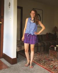 Striped Shirt and Print Shorts 