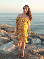 Yellow off shoulder dress