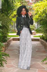 Double Breasted Blazer + Collared Shirt + High Waist Pants