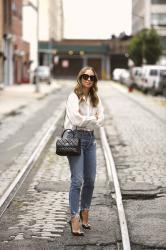 Sheer White Button Down & Blue Denim