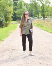 Green Animal Print Blouse Outfit