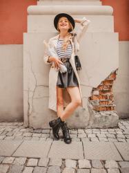 Small Paris in Poznań- Beige trench coat and breton t-shirt.