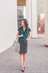 Fall Work Outfit: Striped Pencil Skirt