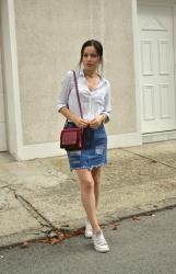 Outfit | Denim skirt