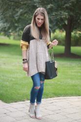 Colorblock Tunic Sweater for Fall 