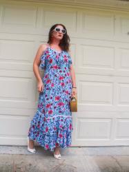 Shein floral flounced maxi dress and life lately