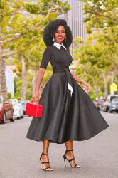 Black & White Contrast 50s Midi Dress