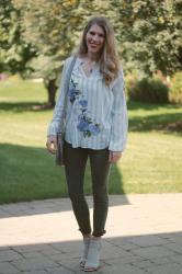 Blue Embroidered Top & Confident Twosday Linkup 