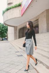 Fall Workwear: Pinstripe Pencil Skirt
