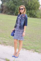 How to wear a denim jacket on an elegant dress