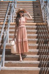 Santa Monica Pier // Pleated Dress with Ruffle Detail