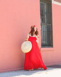 Tropical Vibes: Red Maxi Dress