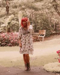 Mixed Print Dress & Cowboy Boots: Festive And Fall-like