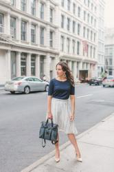 Workwear in NYC: White Midi Skirt