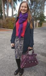 Bright Office Wear: Blue, Pink and Purple Outfits With Balenciaga Work Bag