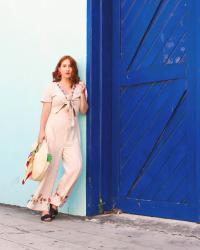 Vacation Style: Tie-Front Embroidered Jumpsuit