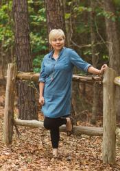 Chambray Dress & Berkshire Footless Tights