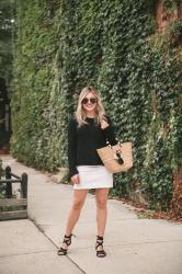 Outfit Post: Black Sweater White Skirt