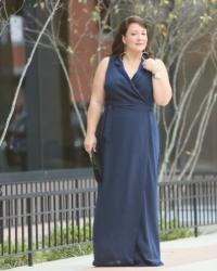 What I Wore: Adrianna Papell Navy Maxi Dress