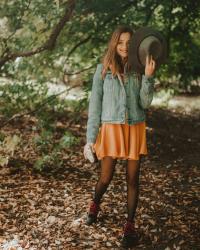 Mustard dress and denim jacket