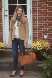 Blazer and Tie Neck Sweater